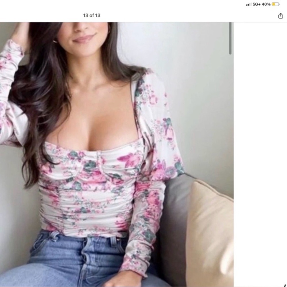 For Love And Lemons Palais Floral Crop Top in Gris Size XS